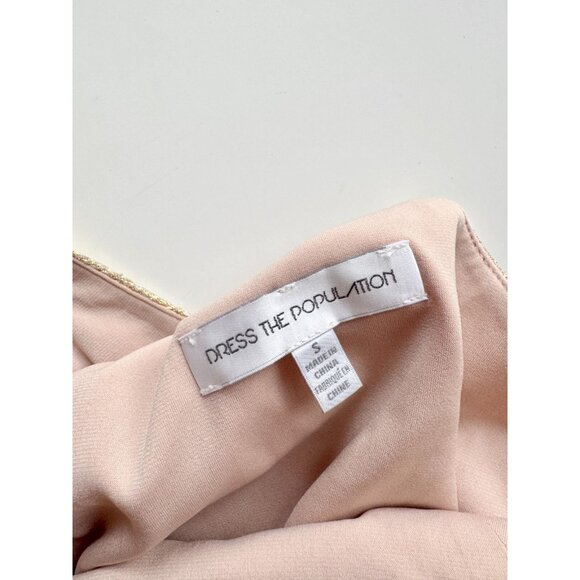 DRESS THE POPULATION Savannah Gold Lame One Shoulder Bow Gown Maxi Dress, Size S - Picture 11 of 13